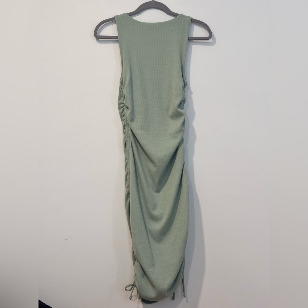 Lulu’s Sage Green Ribbed Ruched Bodycon Dress - Picture 5 of 13